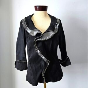JOSEPH RIBKOFF Black Jacket/blazer with Silver Zippered Trim. Size 16